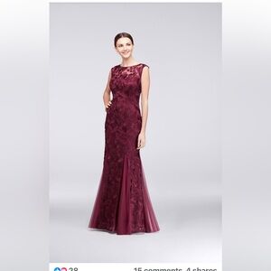 Alex Evenings Burgundy Lace Maxi Dress